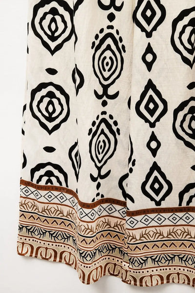 Cream wide leg boho print pants - Pants