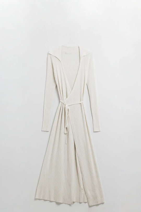 Q2 Cream wrap knit dress