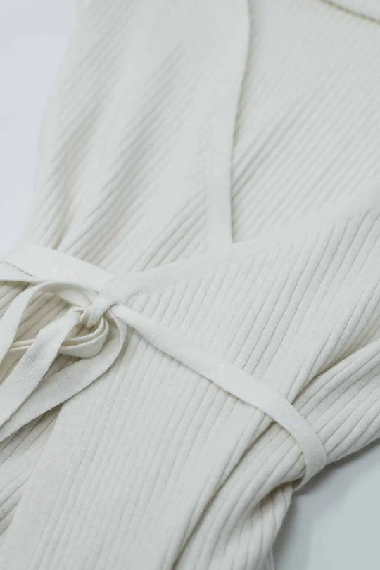 Cream wrap knit dress - One Size / White - Dresses