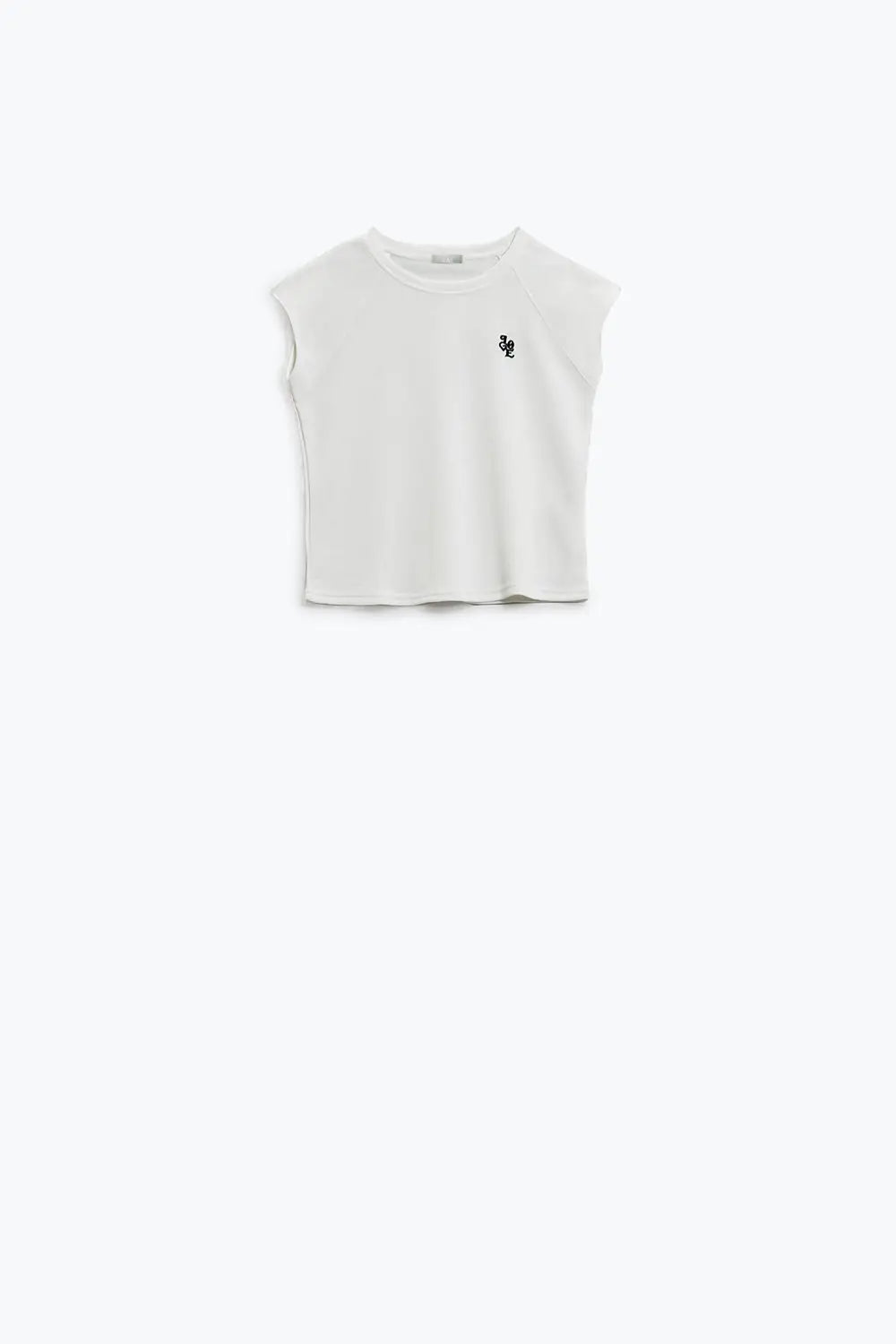 Crew Neck T-shirt with Love Logo on Chest in White piqué point - Tops