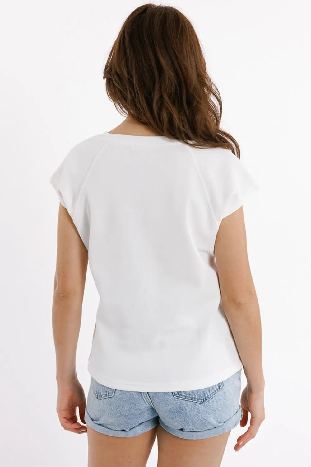 Crew Neck T-shirt with Love Logo on Chest in White piqué point - Tops