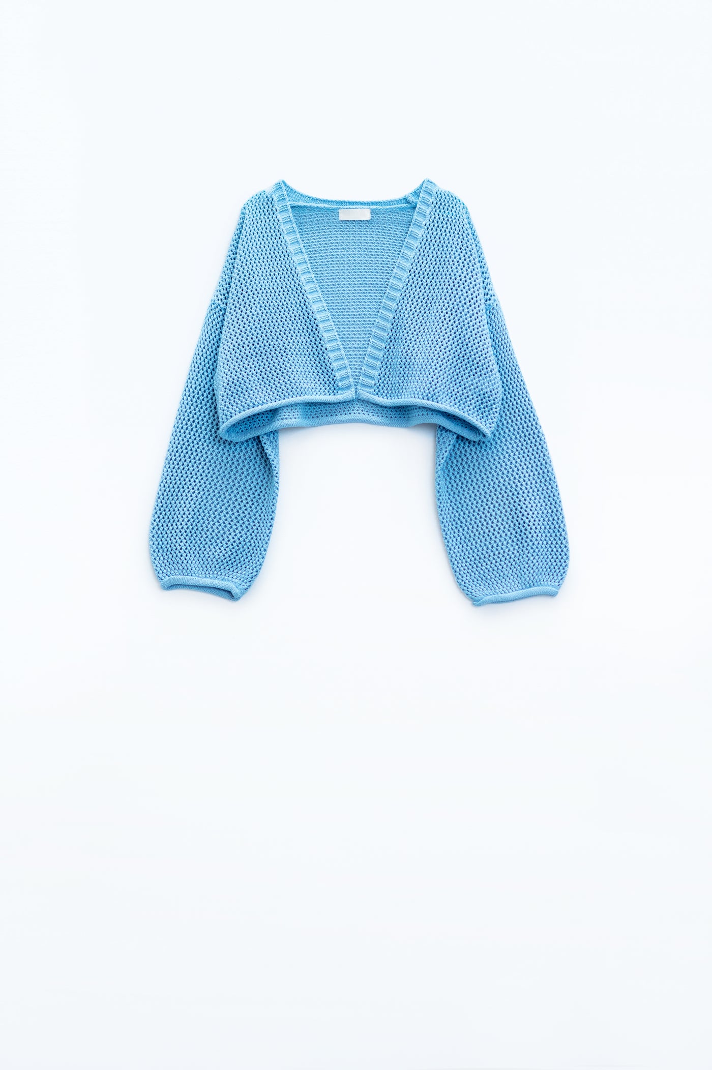 Q2 Crochet basic cropped cardigan in baby blue