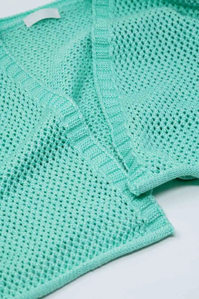 Crochet basic cropped cardigan in mint - One Size / Green - Sweaters