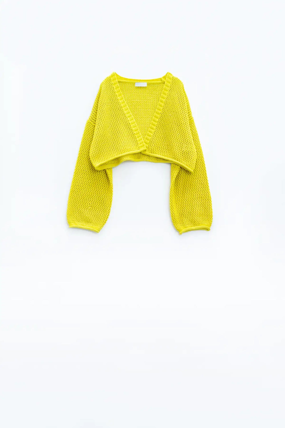 Crochet basic cropped cardigan in yellow - One Size / Yellow - Sweaters