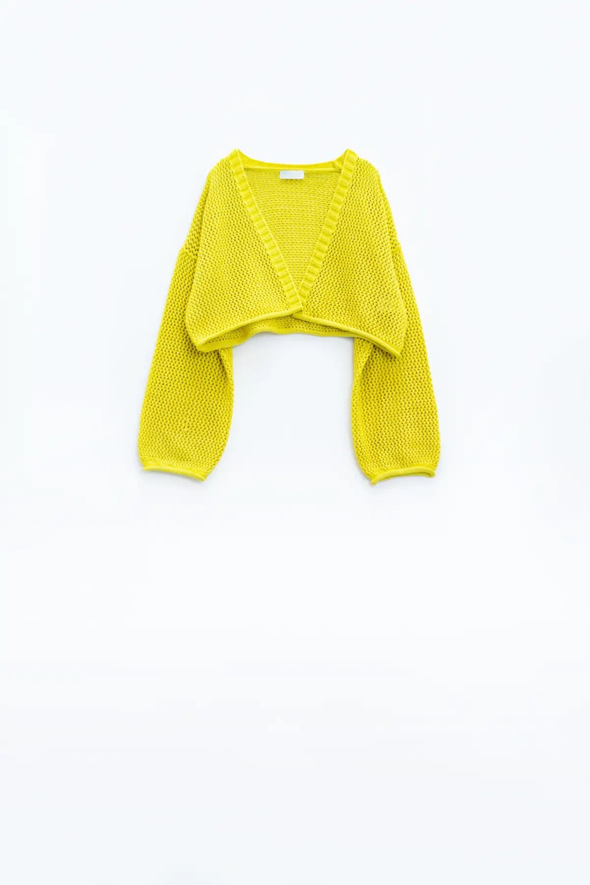 Q2 Crochet basic cropped cardigan in yellow