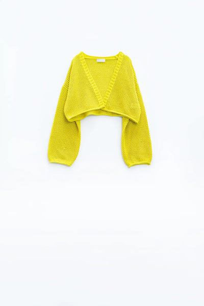 Q2 Crochet basic cropped cardigan in yellow