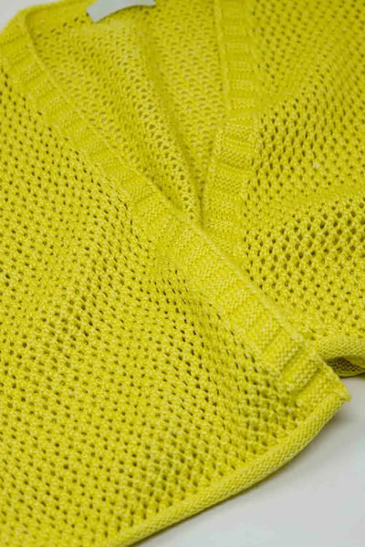 Crochet basic cropped cardigan in yellow - One Size / Yellow - Sweaters