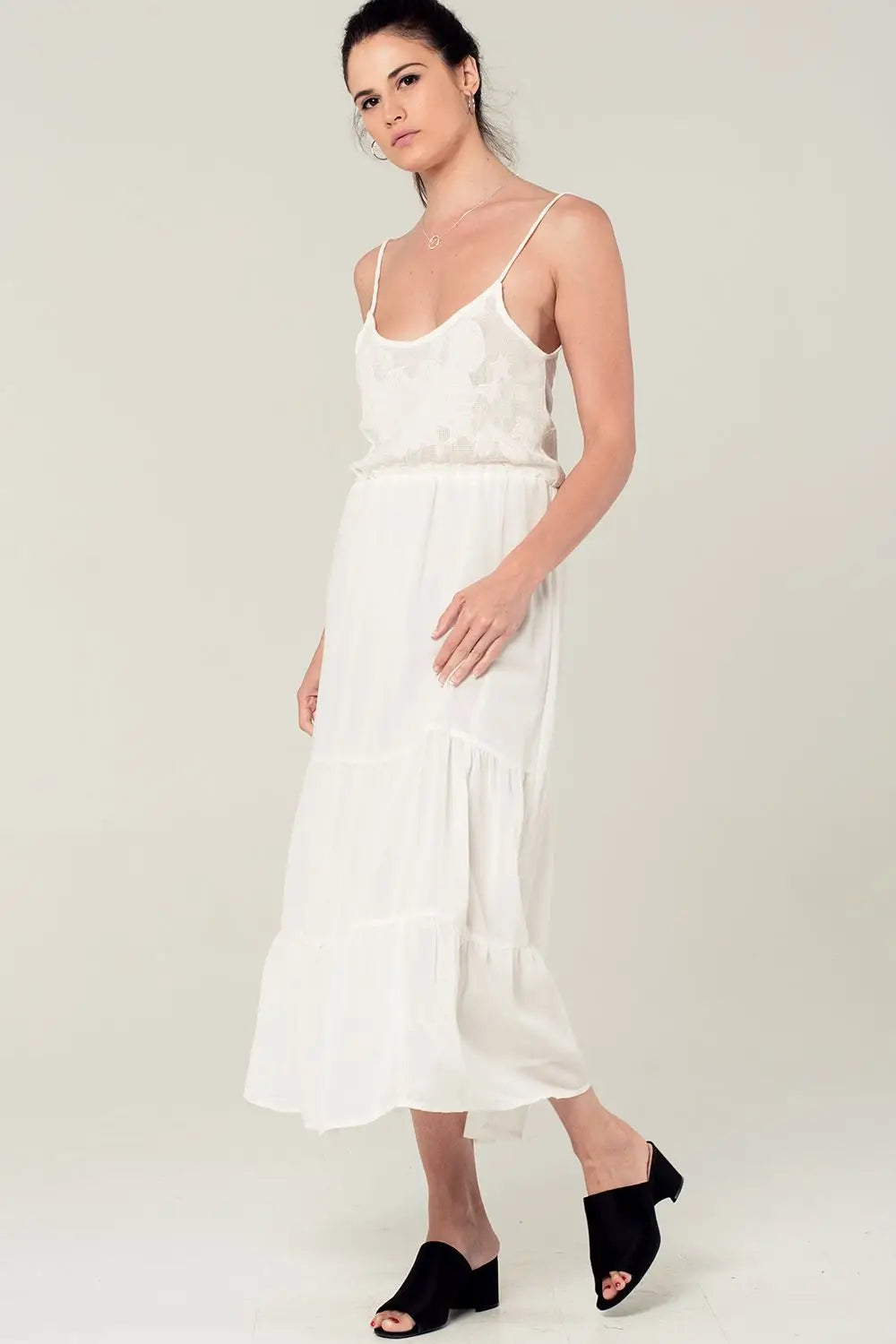 Q2 Crochet detail dress in white