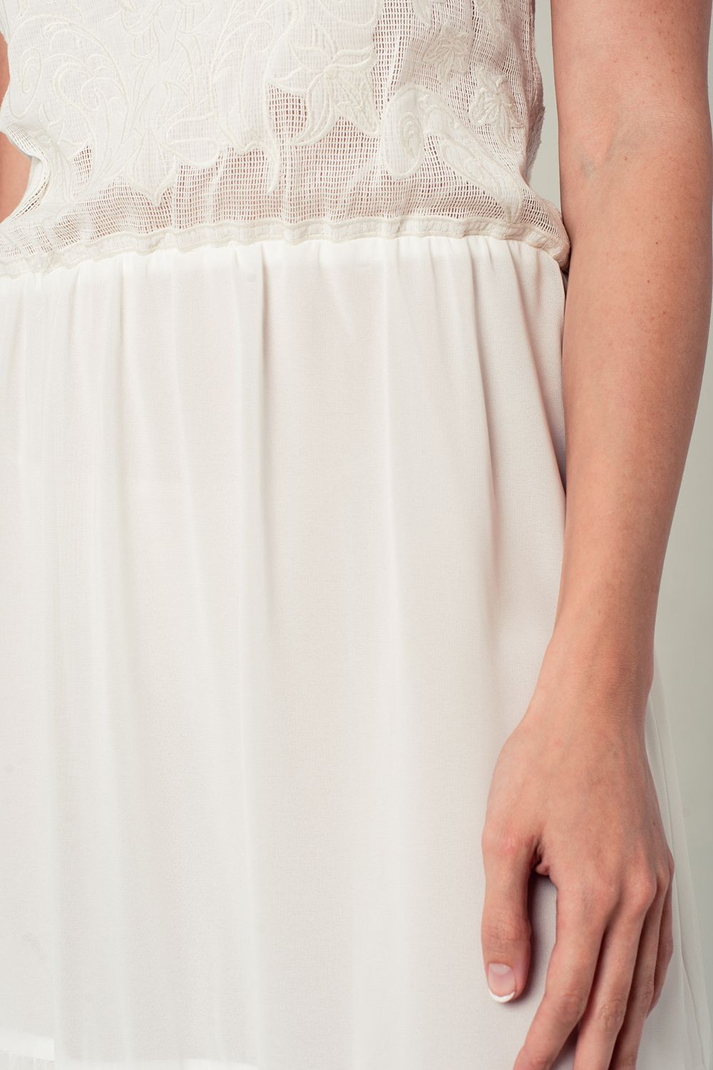 Crochet detail dress in white