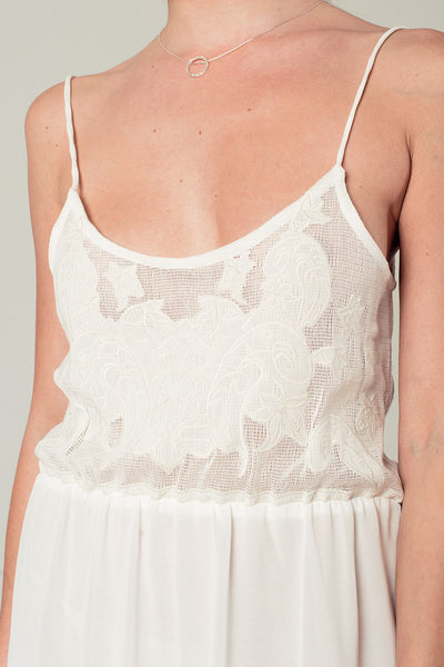 Crochet detail dress in white