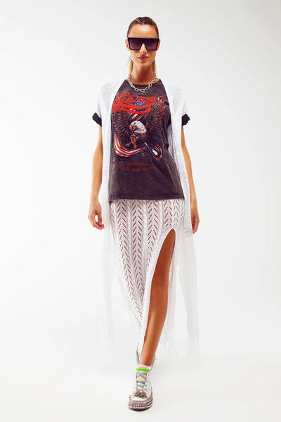Crochet Maxi Skirt in White - One Size / White - Skirts