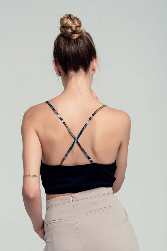 Crop top imprimé tribal vert - Tee-Shirt