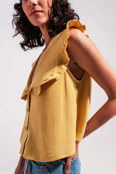 Crop top with bib collar - Shirts