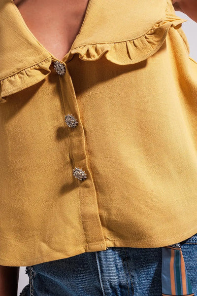 Crop top with bib collar - Shirts