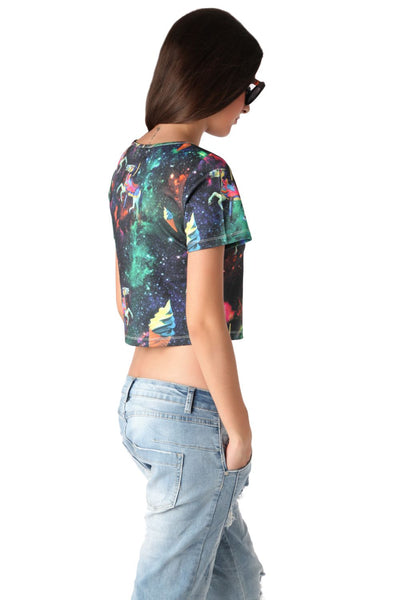 Crop top with illustrated print