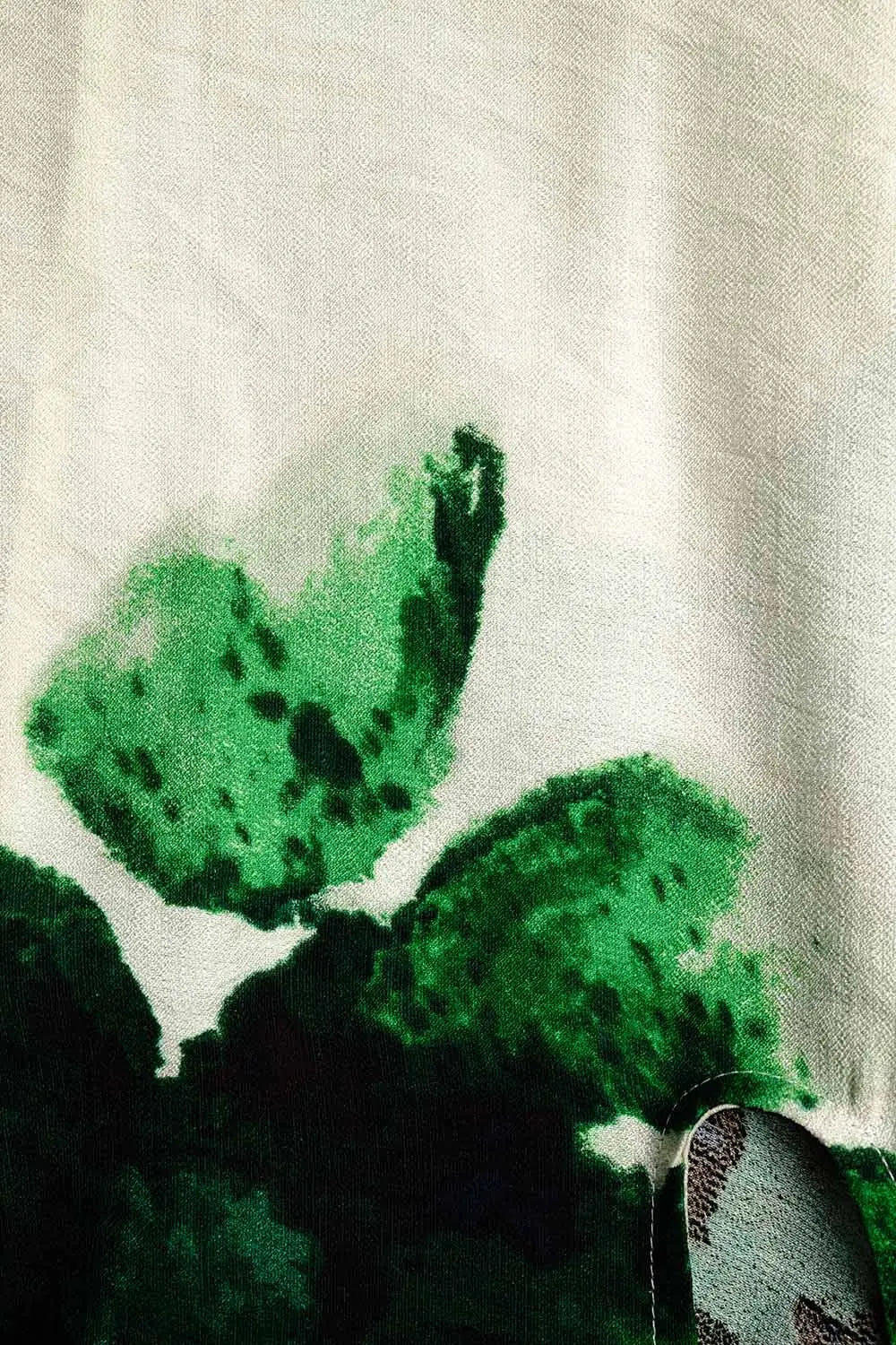 Cropped Blouse With Floral Print in Green Tied At The Waist - Tops