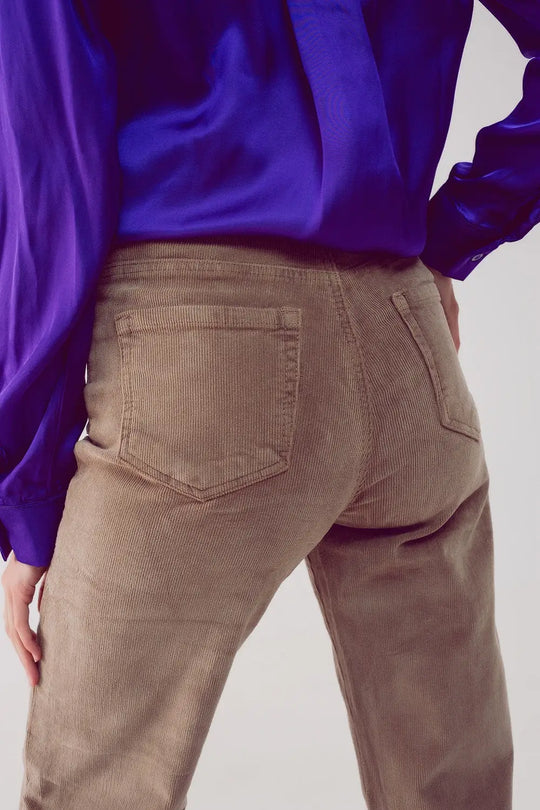 Cropped cord pants in beige - Pants