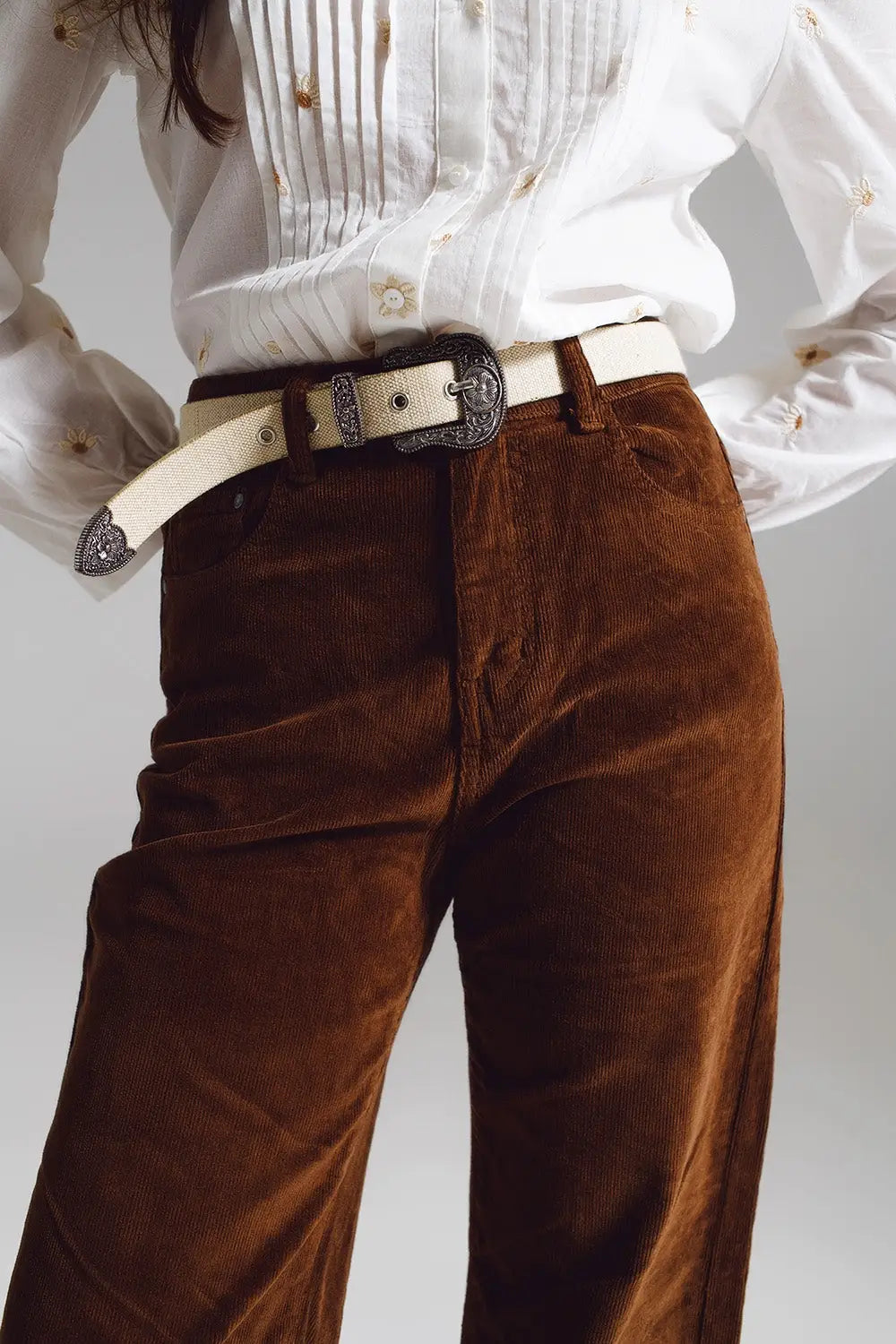 Cropped cord pants in brown - Pants