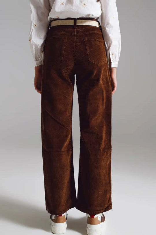 Cropped cord pants in brown - Pants