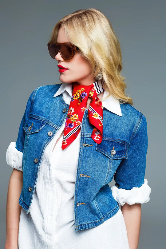 Cropped Denim Jacket CH Style In Mid Wash - Coats and Jackets
