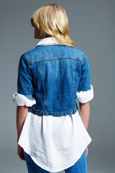 Cropped Denim Jacket CH Style In Mid Wash