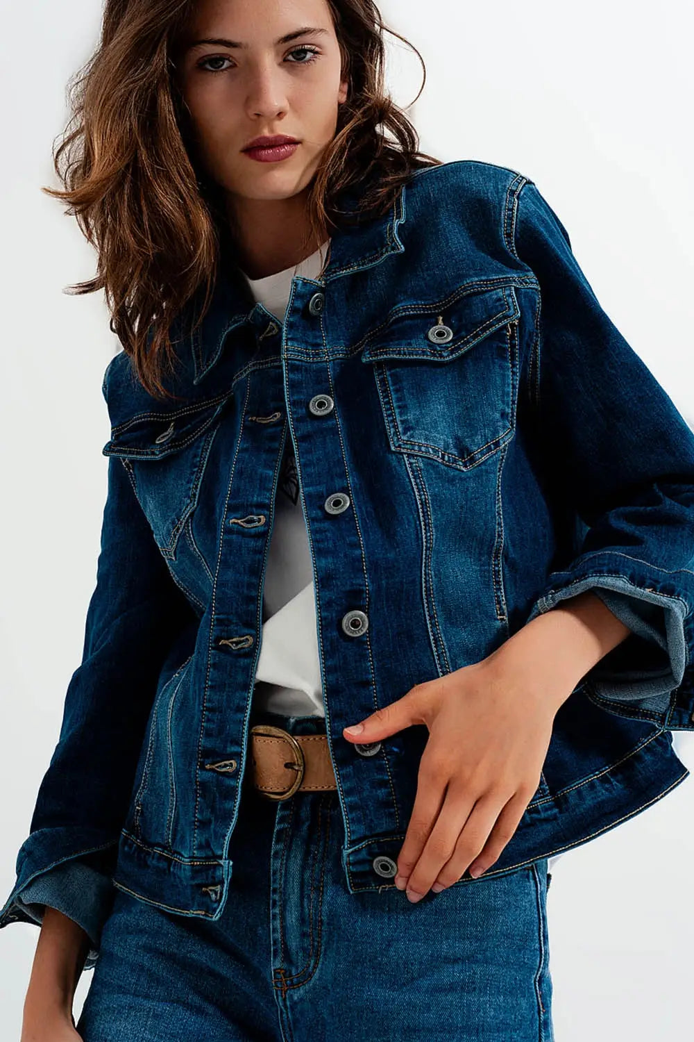 Cropped denim jacket in darkwash blue - Coats and Jackets