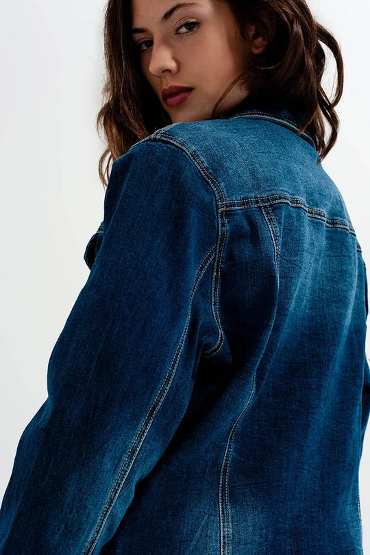 Cropped denim jacket in darkwash blue - Coats and Jackets
