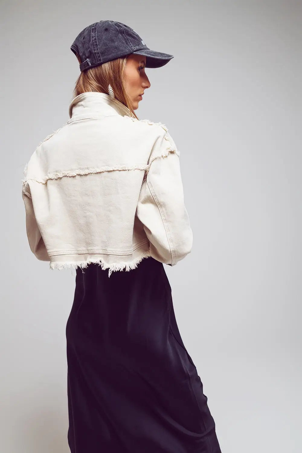 Cropped denim trucker jacket in beige - Coats and Jackets