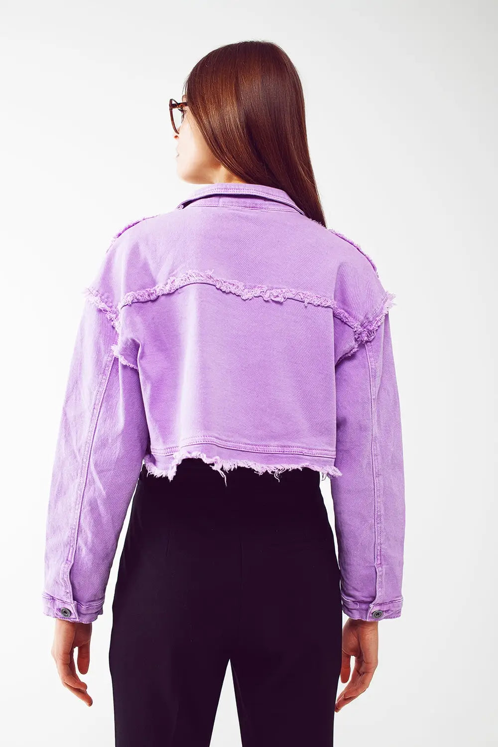Cropped denim trucker jacket in purple - Coats and Jackets