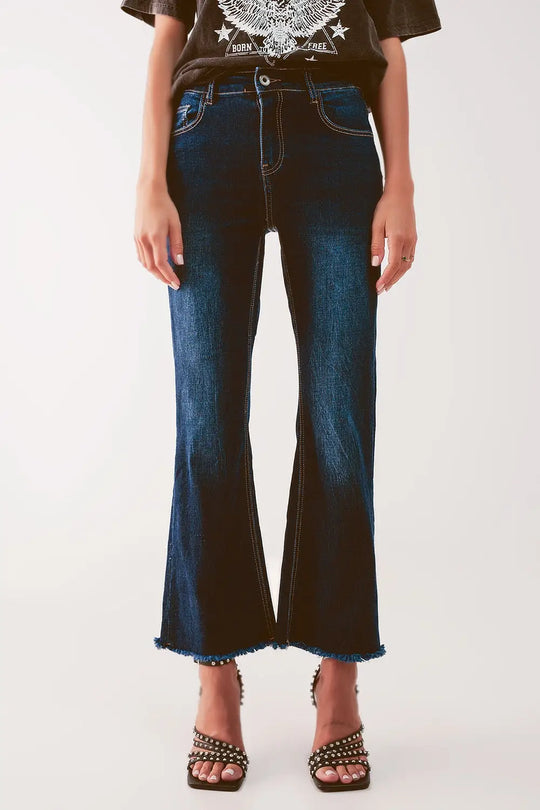 Cropped kickflare jeans in mid washing - Jeans