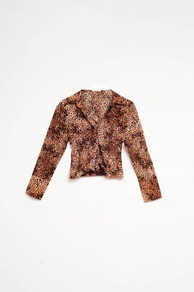 Q2 Cropped shirt in leopard