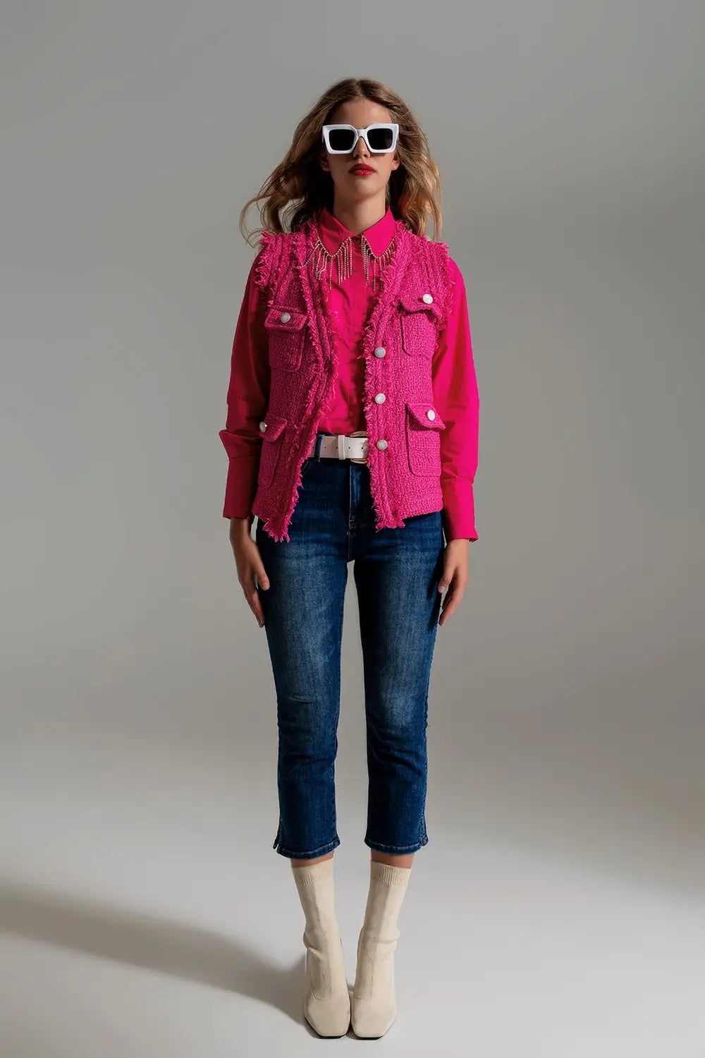 cropped skinny jeans with dark wash - Jeans