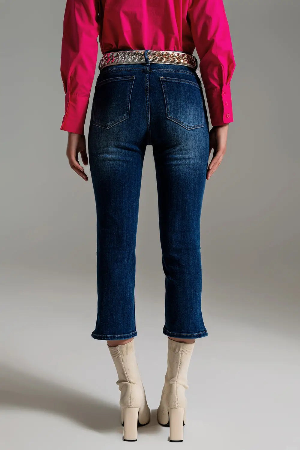 cropped skinny jeans with dark wash - Jeans