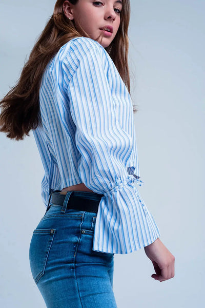 Cropped striped shirt in blue - Shirts