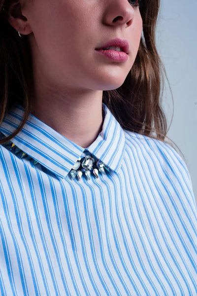 Cropped striped shirt in blue - Shirts