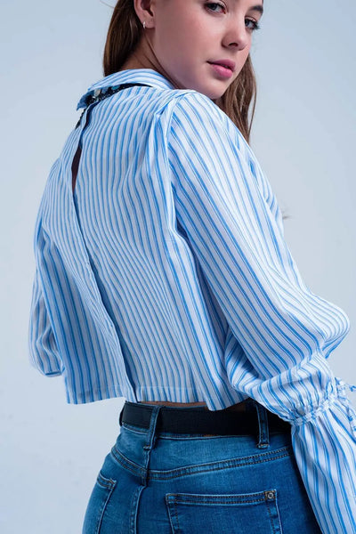 Cropped striped shirt in blue - Shirts