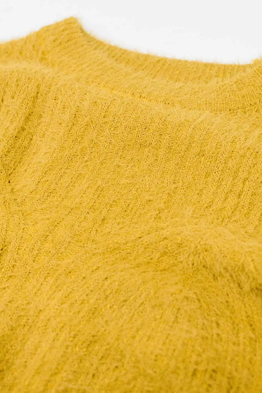 Cropped Sweater With Stitching Detail in yellow - Sweaters