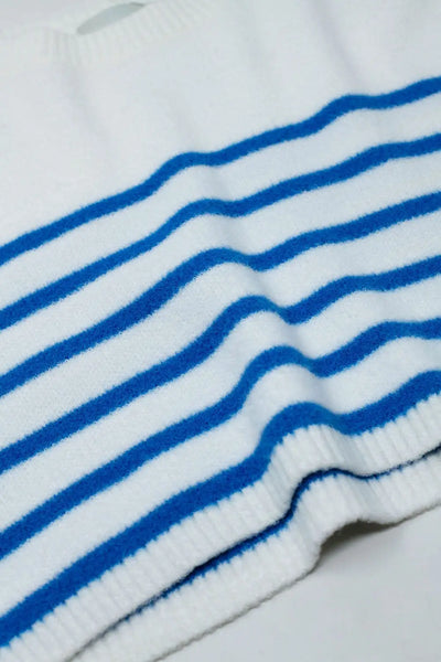 Cropped sweater with stripes and boat neck - Sweaters