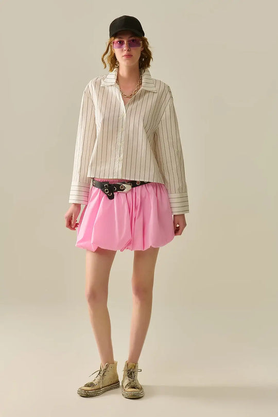 cropped white striped poplin shirt - Shirts