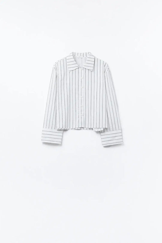 cropped white striped poplin shirt - Shirts