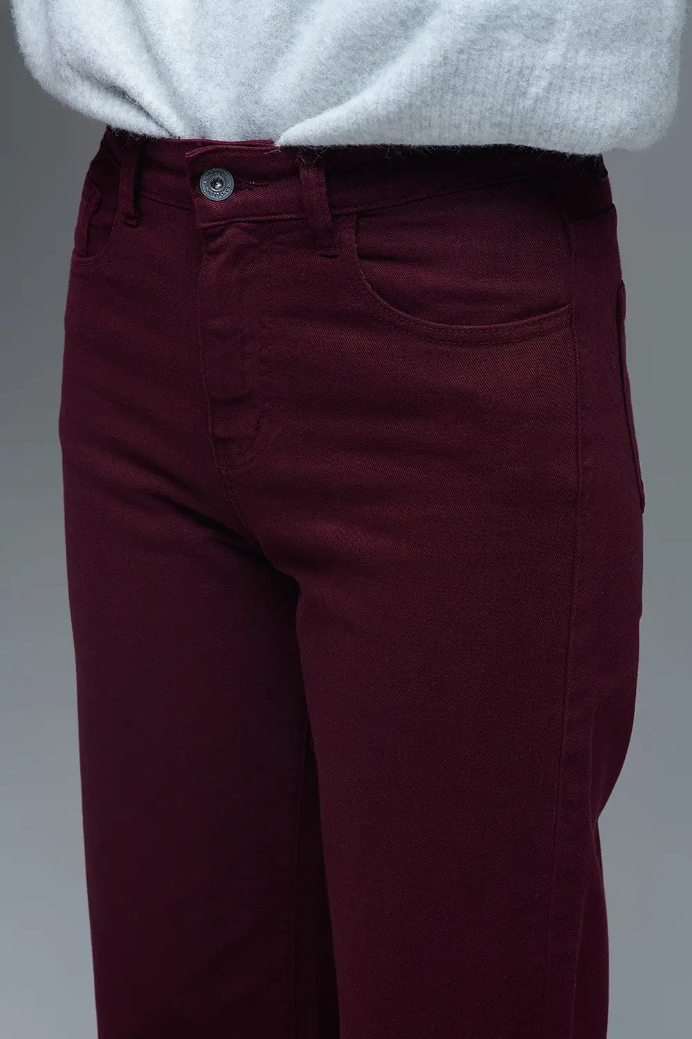 Cropped wide leg jeans in burgundy Jeans