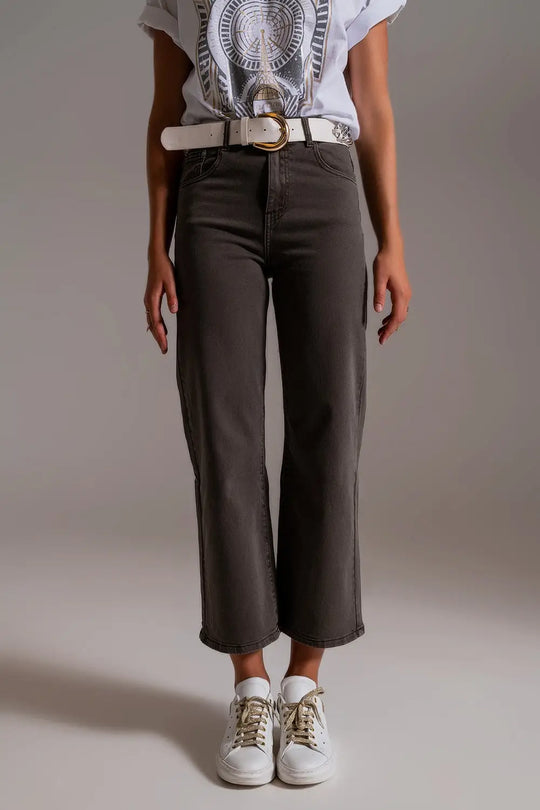 Cropped wide leg jeans in grey - Jeans