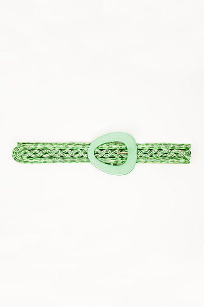 Q2 Crystal Embellished Belt in Green