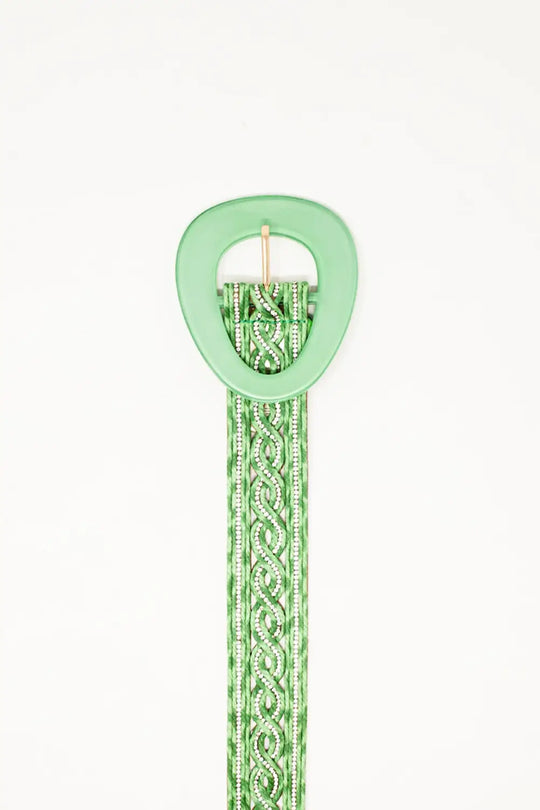 Crystal Embellished Belt in Green - Accesory