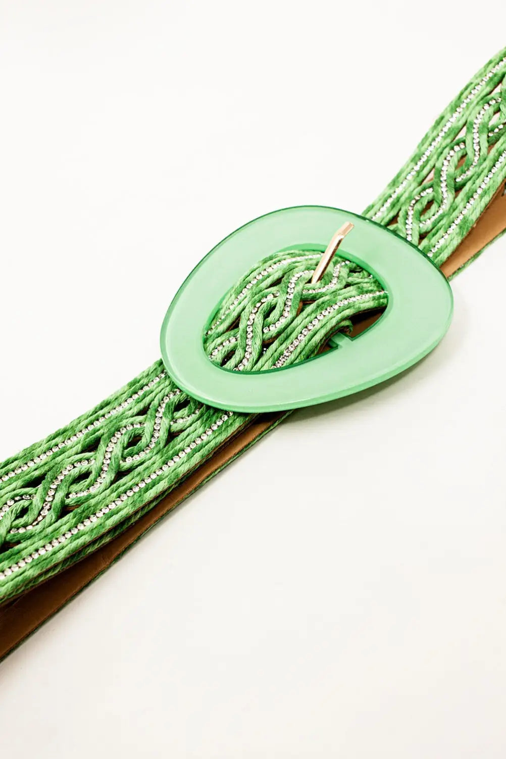 Crystal Embellished Belt in Green - Accesory