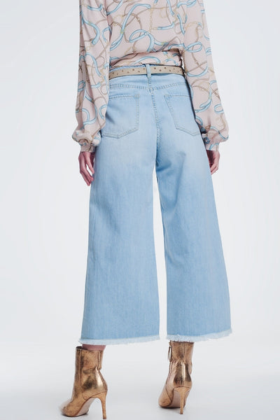 Culotte jeans with ripped hem