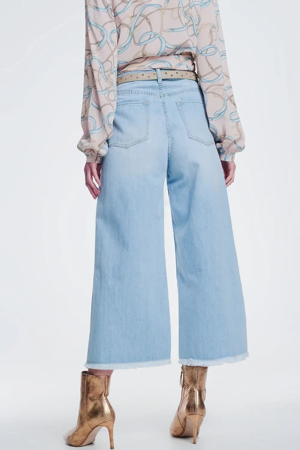 Culotte jeans with ripped hem - Jeans