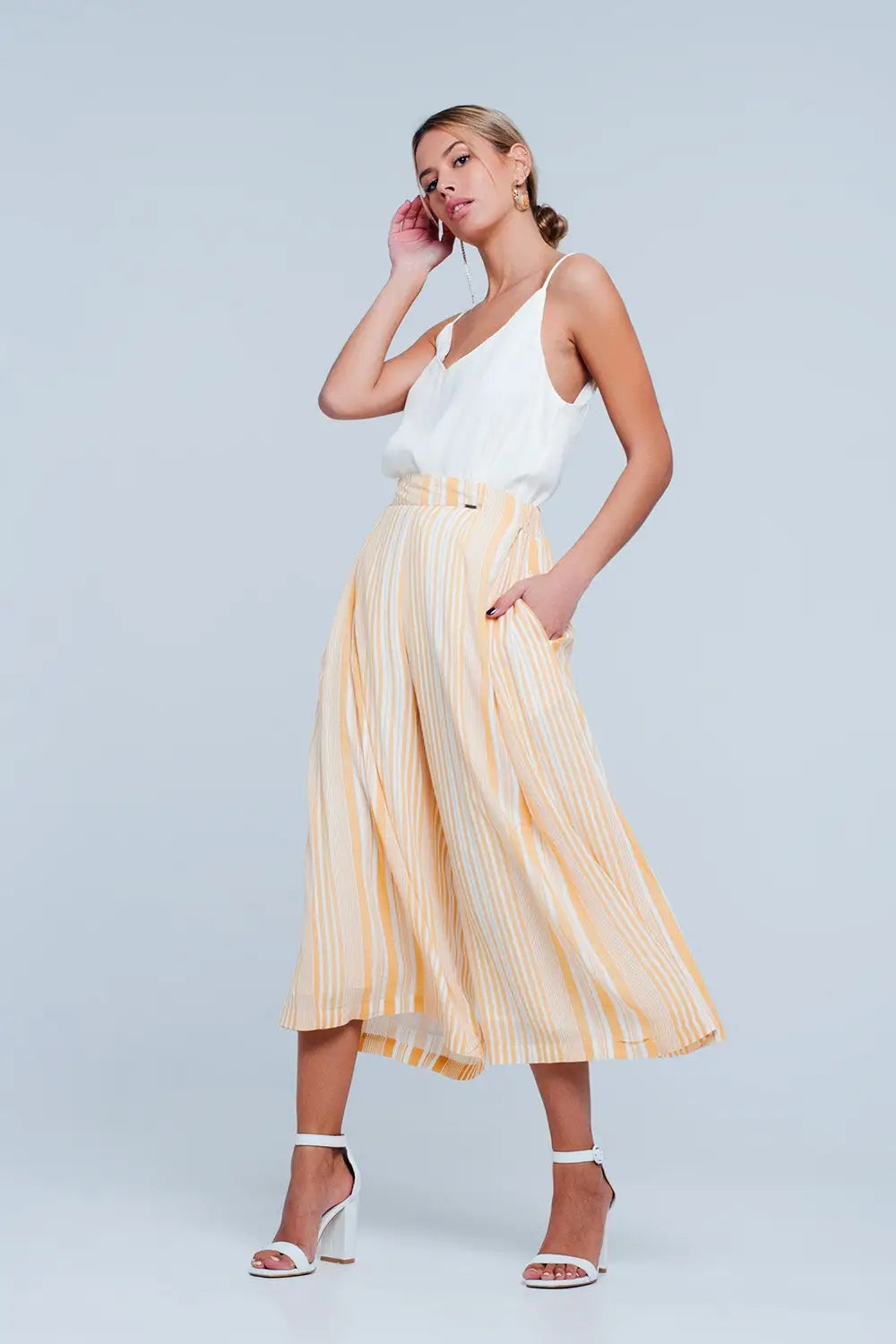 Culottes in yellow stripe - Pants