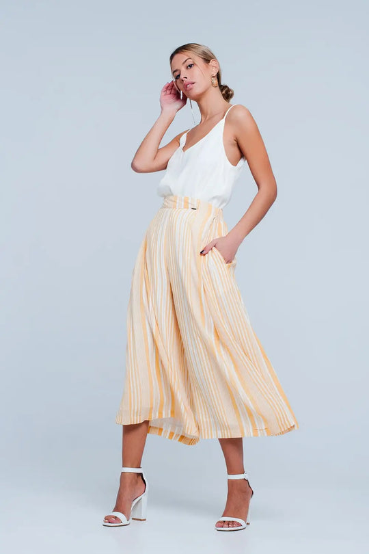 Culottes in yellow stripe - Pants