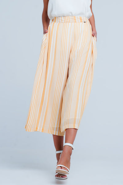 Culottes in yellow stripe